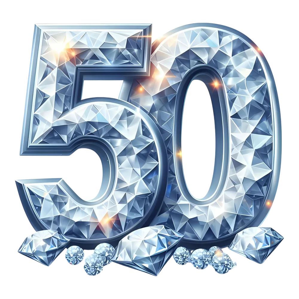 Shiny Diamond Number 50 with Sparkling Gems