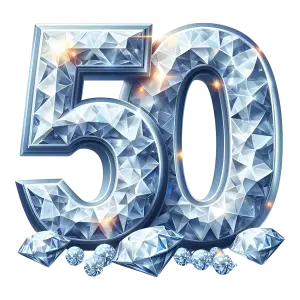 Shiny Diamond Number 50 with Sparkling Gems