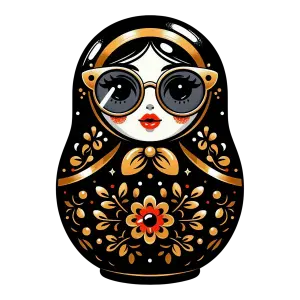 Stylized Matryoshka Doll with Sunglasses and Floral Ornament
