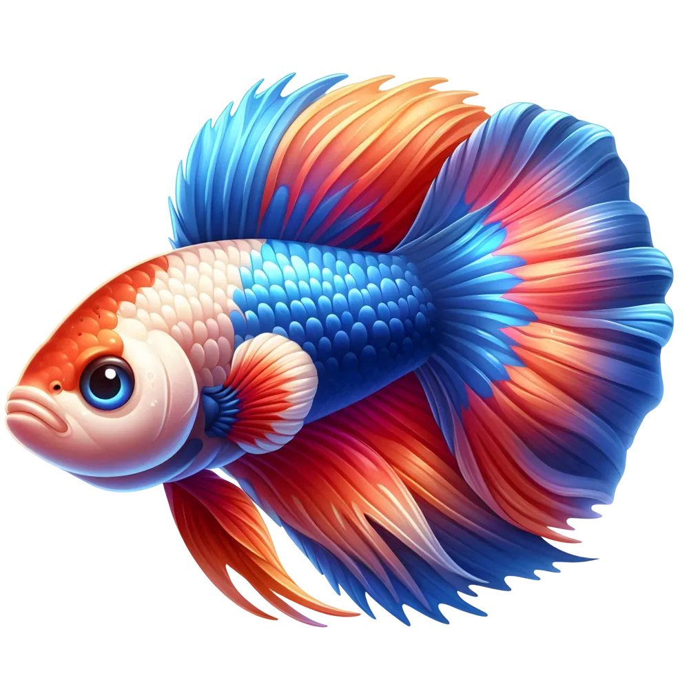 Colorful Betta Fish with Flowing Fins
