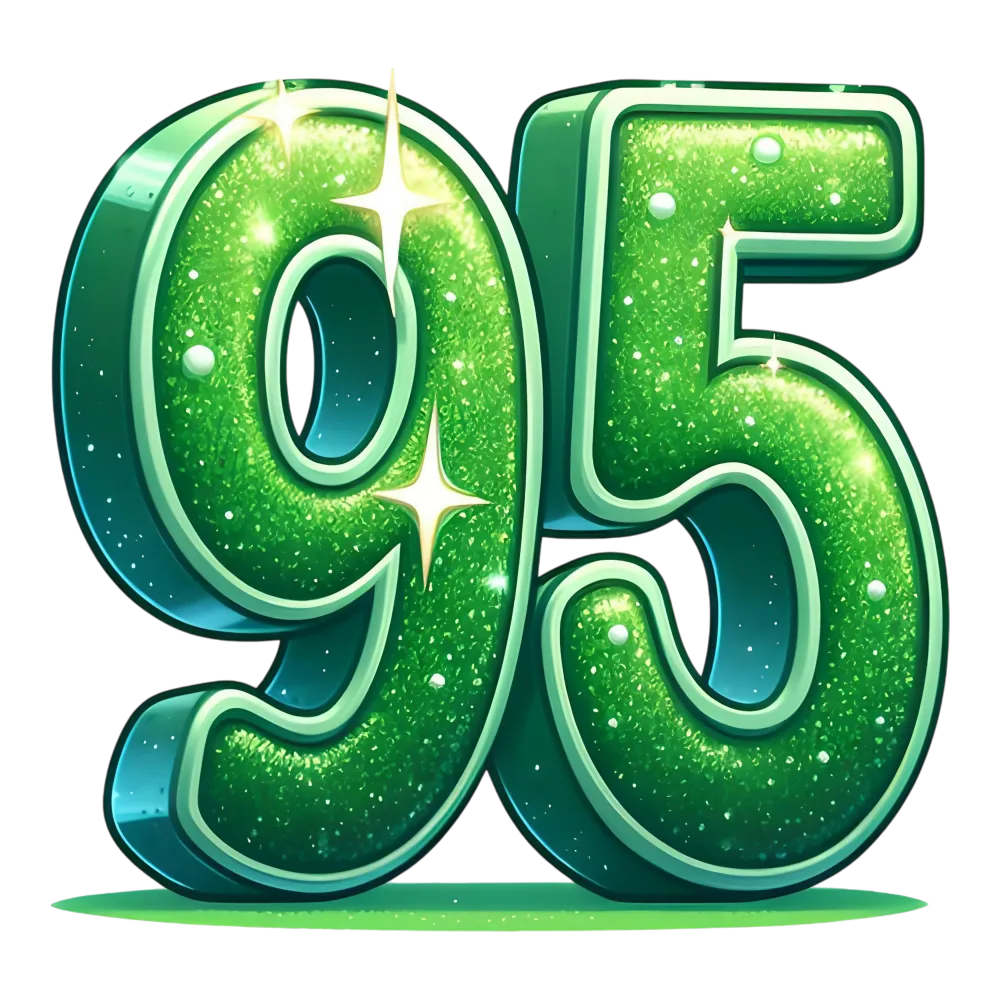 Green Glittery Number 95 3D Illustration