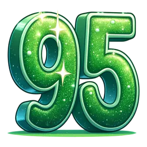 Green Glittery Number 95 3D Illustration