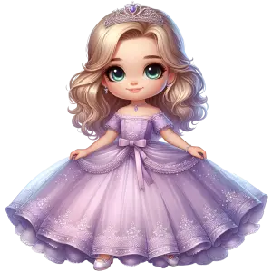 Cute Little Princess in Lavender Ball Gown with Tiara