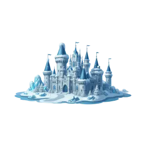 Fantasy Ice Castle with Snow and Icy Towers