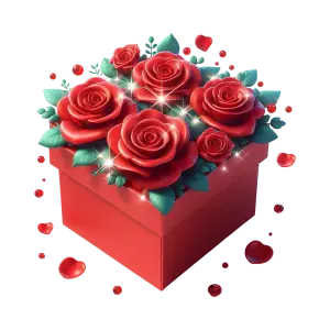 Red Rose Flower Box with Sparkling Highlights