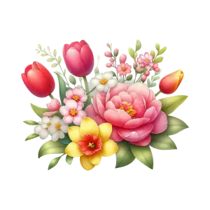 Colorful Floral Bouquet with Tulips and Daffodil