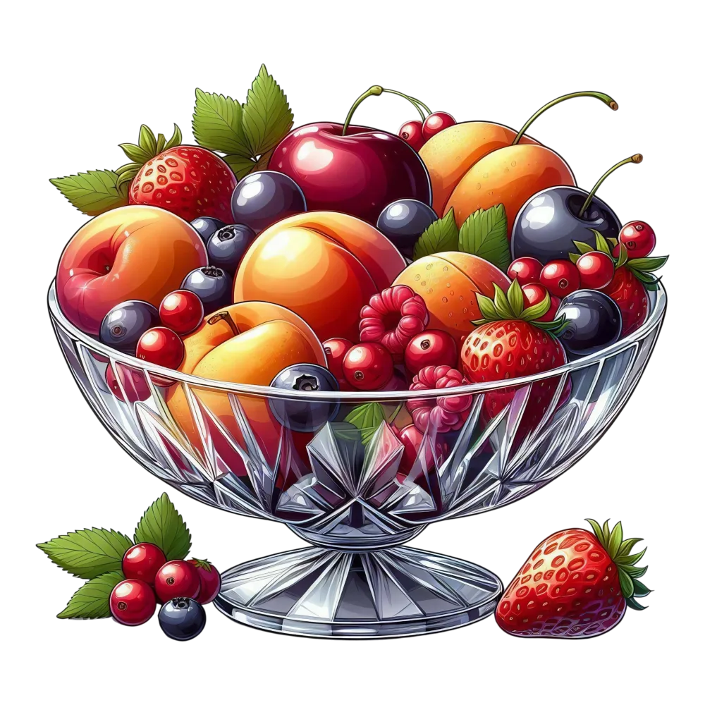 Crystal Bowl with Mixed Fresh Summer Fruits