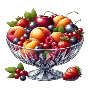 Crystal Bowl with Mixed Fresh Summer Fruits