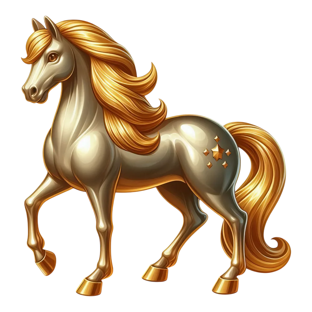 Golden Horse with Shiny Mane and Tail
