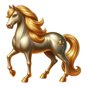 Golden Horse with Shiny Mane and Tail