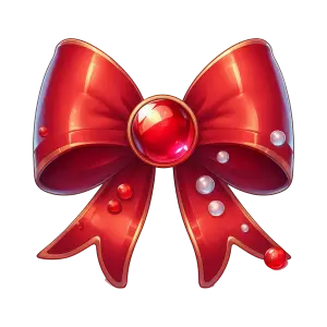 Shiny Red Decorative Bow with Pearls and Glossy Center