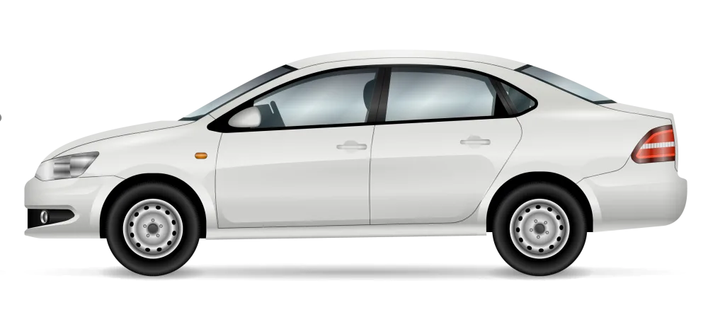 White Four-Door Sedan Car Side View