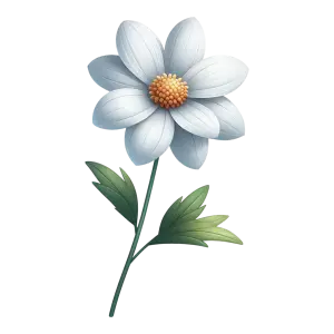 White Flower with Green Leaves on Stem