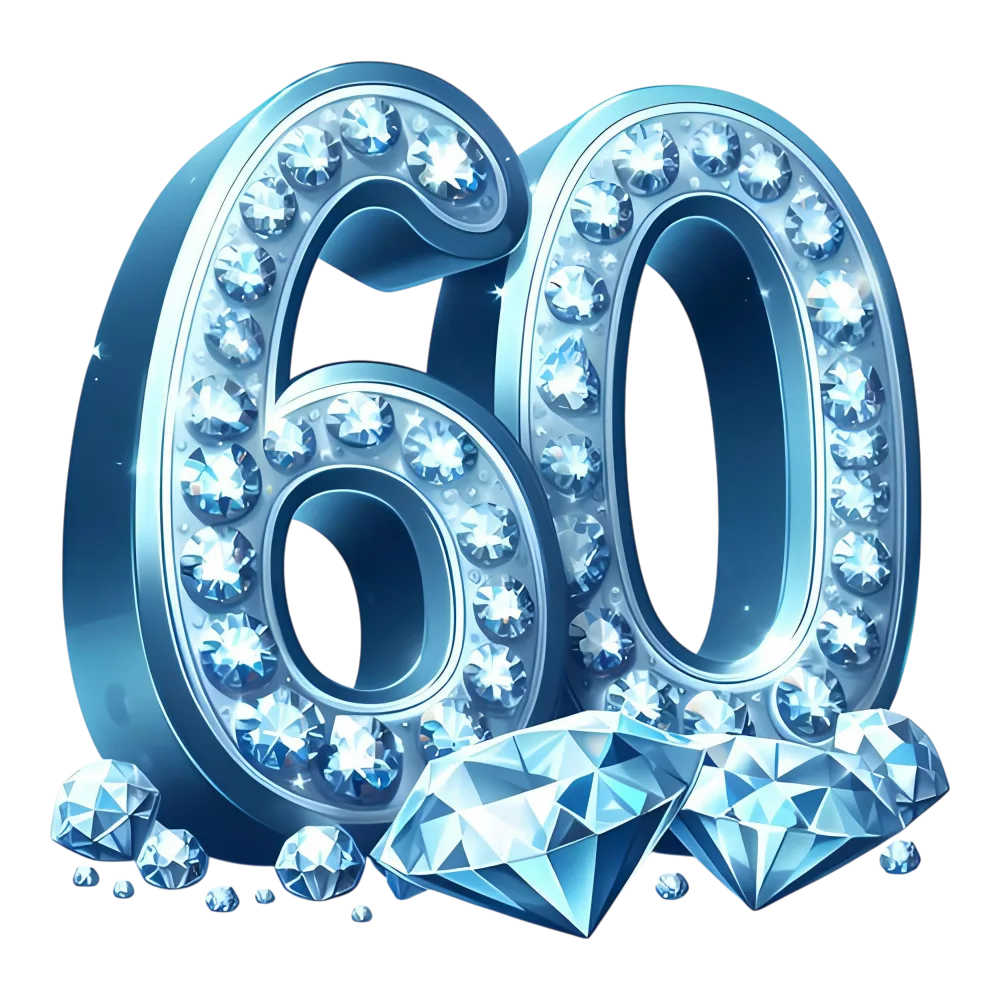 Diamond Studded Number 60 with Loose Diamonds