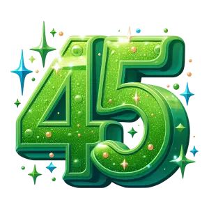 Green Glitter Number 45 with Sparkles