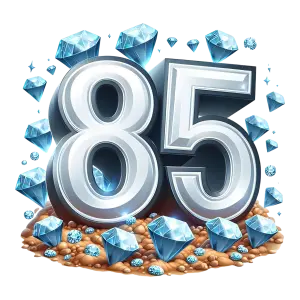 Silver Number 85 with Shiny Blue Diamonds