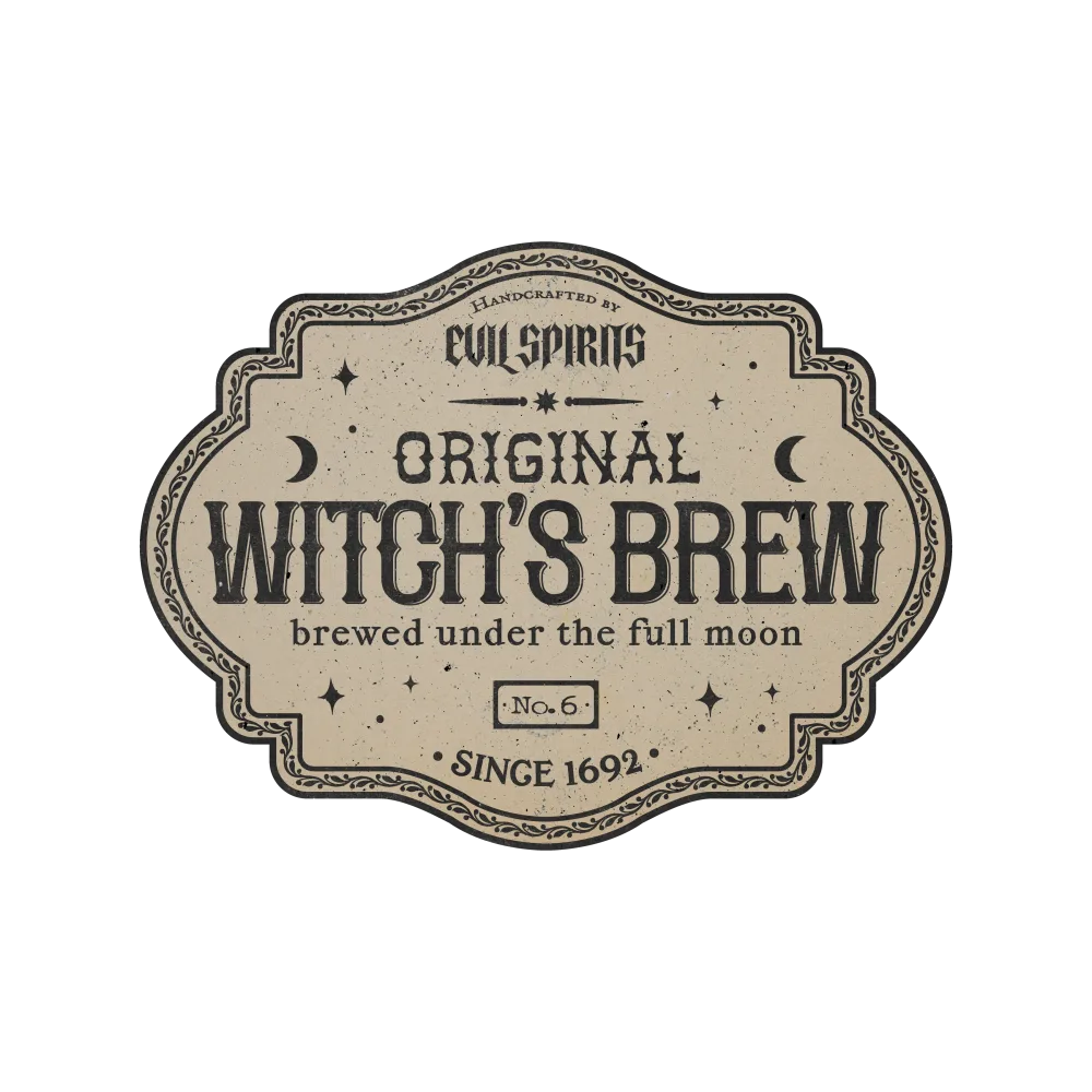 Vintage Witch's Brew Label with Moon and Stars