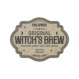 Vintage Witch's Brew Label with Moon and Stars