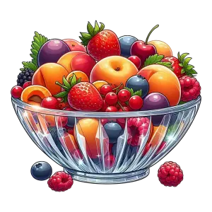 Illustrated Crystal Bowl Filled with Mixed Fresh Fruits
