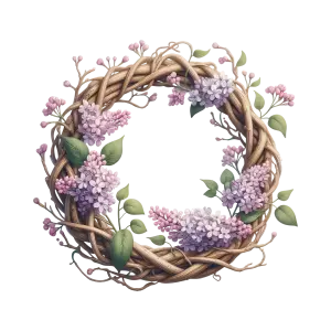 Decorative Floral Wreath with Pink and Purple Flowers
