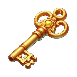 Golden Vintage Key with Heart Gem