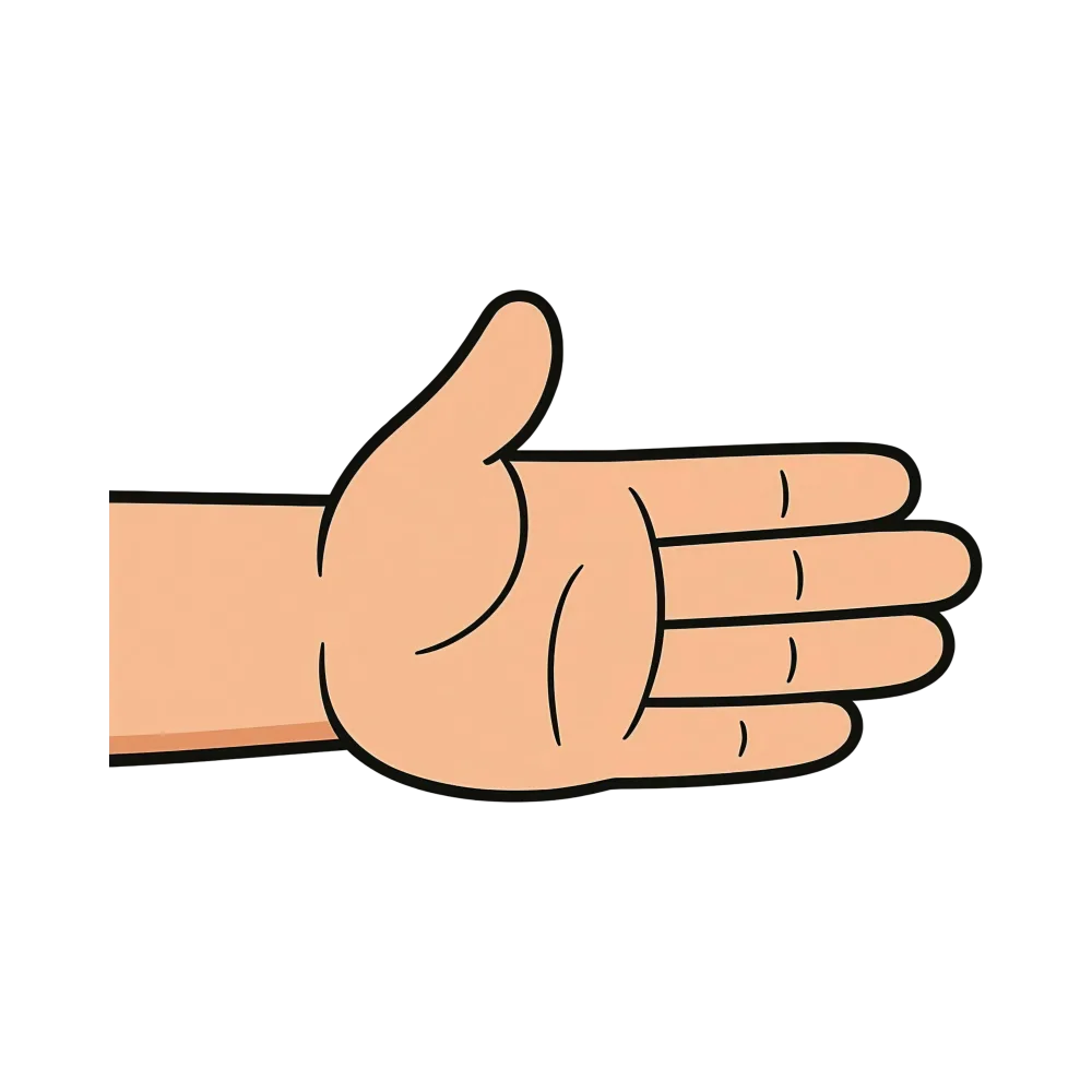 Cartoon Illustration of Hand Gesture with Three Fingers Extended