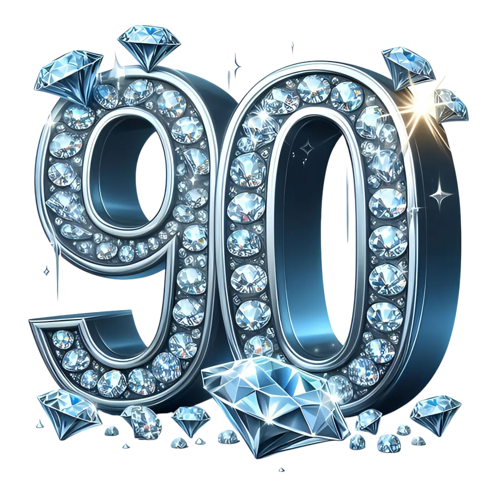 Shiny Number 90 Decorated with Diamonds