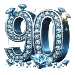 Shiny Number 90 Decorated with Diamonds