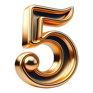 Golden Number 5 with Black Background