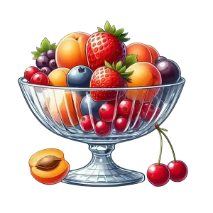 Glass Bowl of Mixed Fresh Fruits Illustration