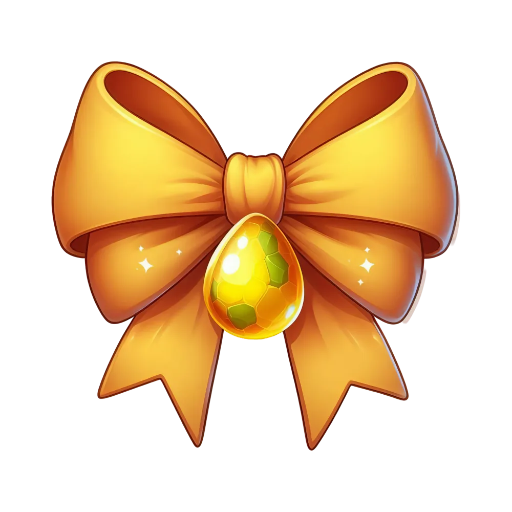 Golden Ribbon Bow with Shiny Gem