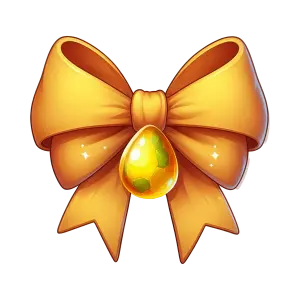 Golden Ribbon Bow with Shiny Gem