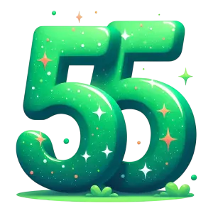 Green Sparkling Number 55 Illustration