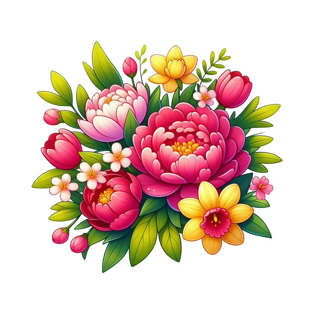 Colorful Floral Bouquet with Peonies and Daffodils