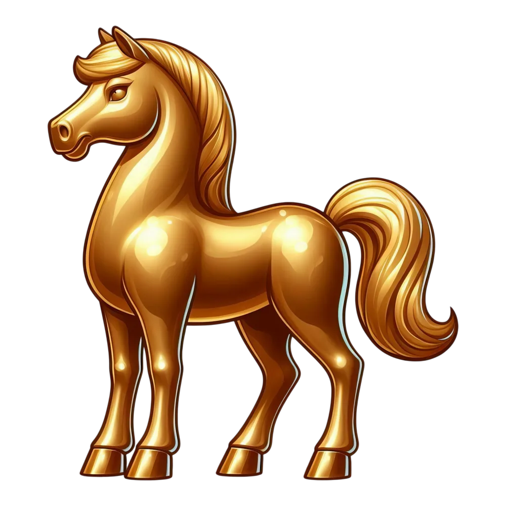 Golden Horse Figurine Illustration
