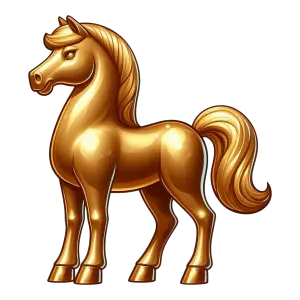 Golden Horse Figurine Illustration