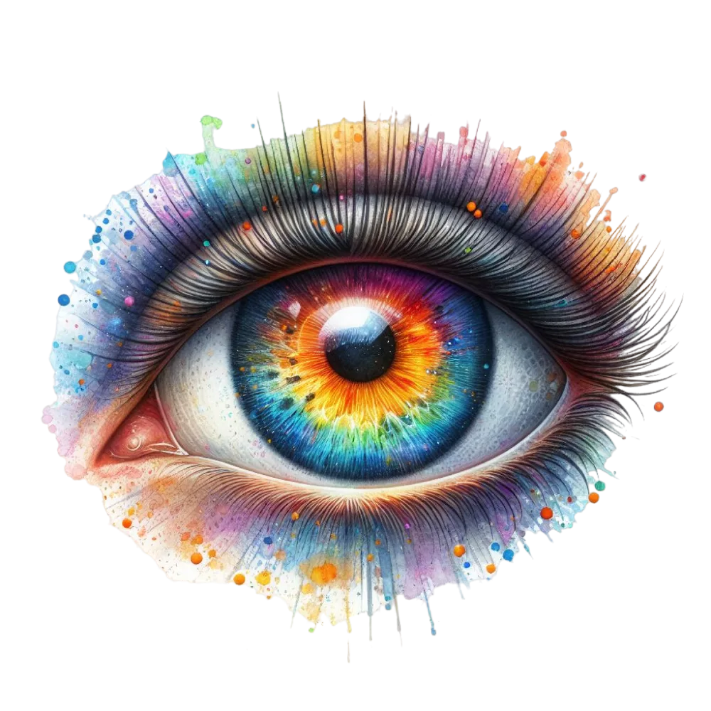 Colorful Artistic Eye Illustration with Rainbow Iris