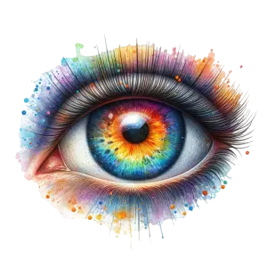 Colorful Artistic Eye Illustration with Rainbow Iris