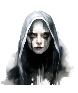 Dark Gothic Portrait of Hooded Woman with Black Tears