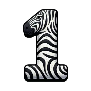 Number One Zebra Design with Black Background