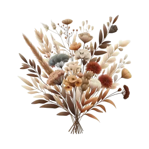 Neutral Toned Dried Flowers Bouquet Illustration
