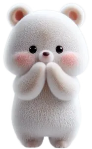 Cute Fluffy White Bear Cartoon Character