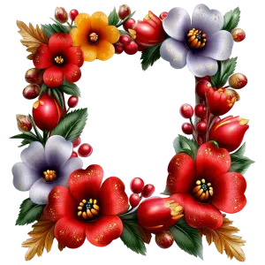 Colorful Floral Square Frame with Red, Orange, and Purple Flowers