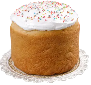 Easter Kulich Bread with White Frosting and Sprinkles