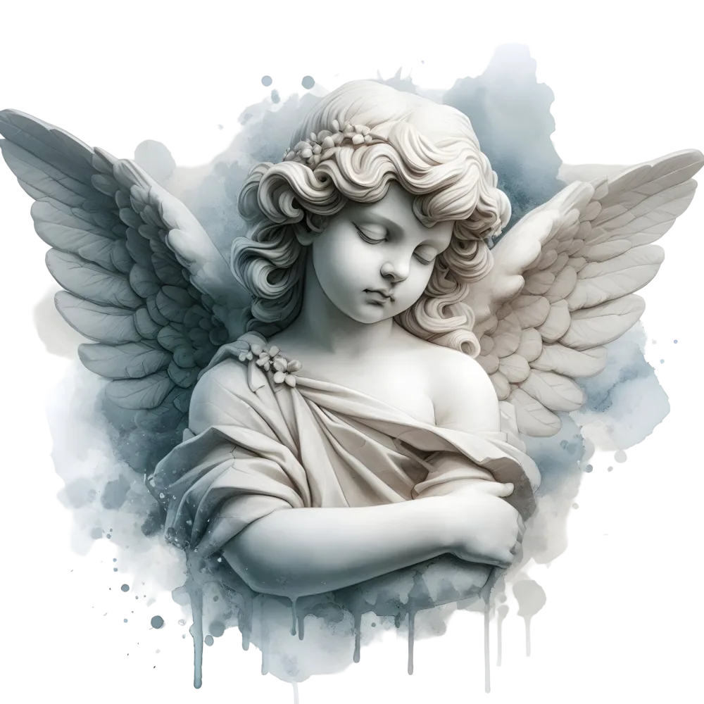 Serene Angel Statue with Wings and Draped Cloth