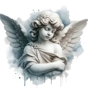 Serene Angel Statue with Wings and Draped Cloth
