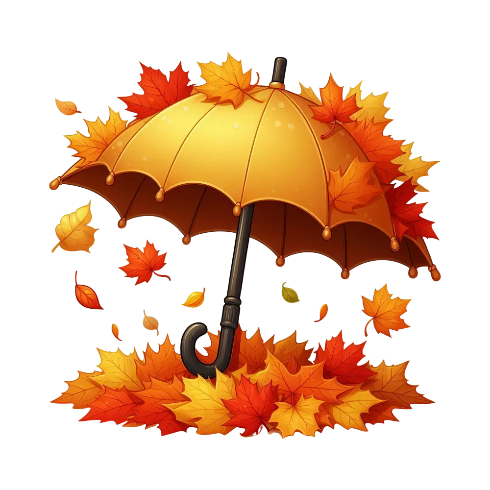 Autumn Leaves with Yellow Umbrella