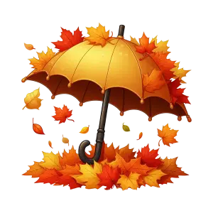Autumn Leaves with Yellow Umbrella