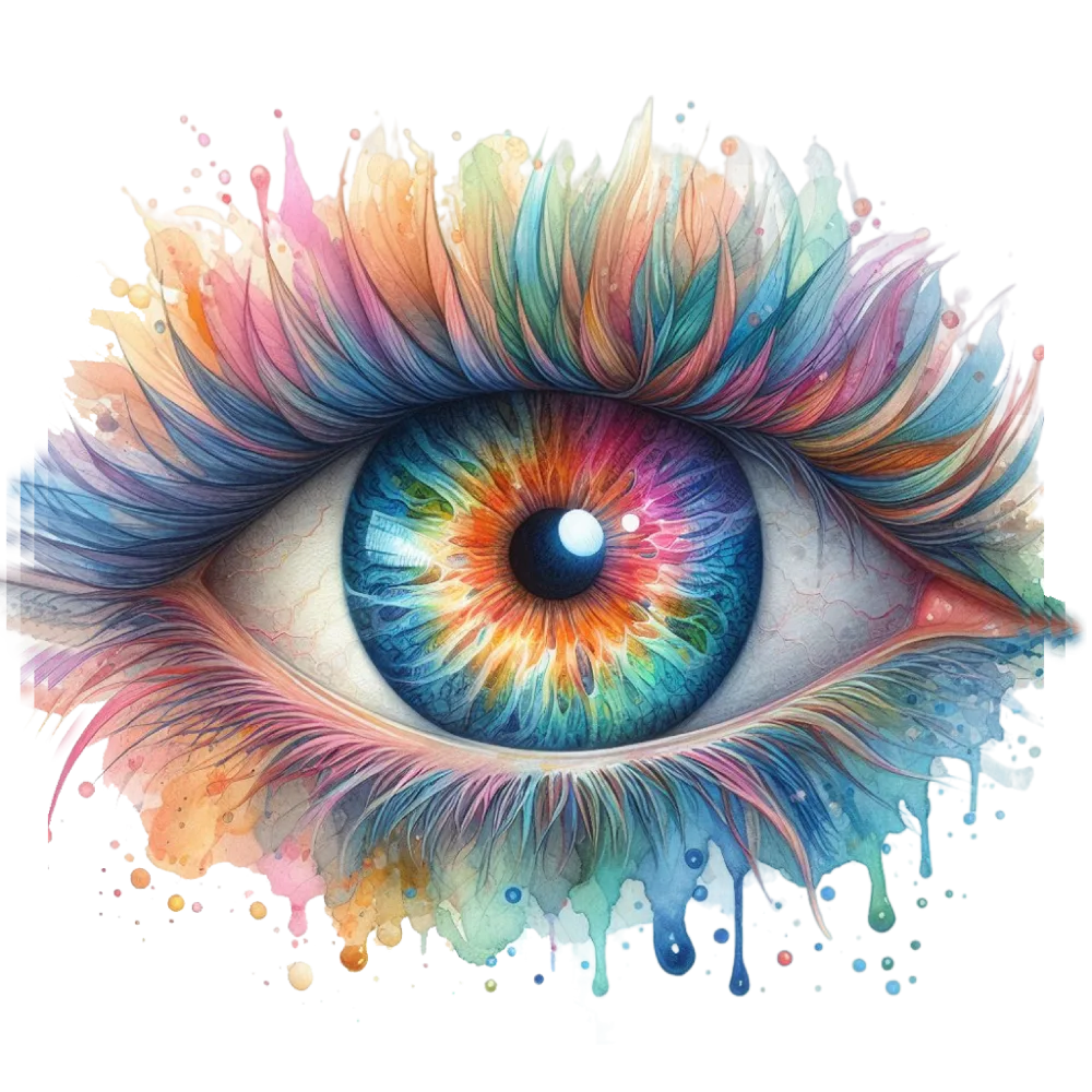 Colorful Artistic Human Eye with Watercolor Effect