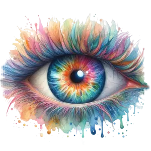 Colorful Artistic Human Eye with Watercolor Effect